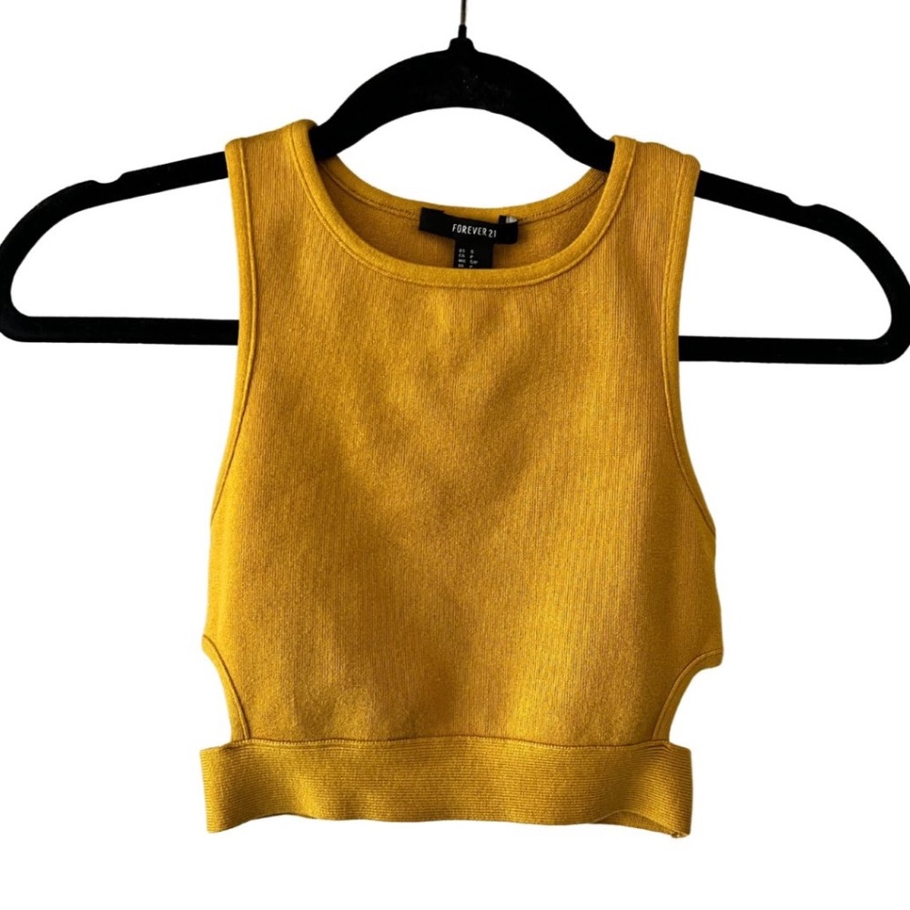 Forever 21 Yellow / Mustard Cut-out Crop Top | Size Small